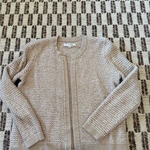 LOFT Textured Beige Cardigan Sweater